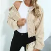 Women's Jackets 2023 Women Fashion Autumn Jacket Solid Color Turn-Down Neck Long Sleeve Single-Breasted Short Coat For Girls Apricot