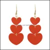 Charm Deaign Heart Shape Pu Leather Dangle ￶rh￤ngen f￶r kvinnor Flicka L￤tt uttalande Colorf Long Tassel Earring Jewelry Gift Dro OT5SF