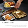 Assiettes 5pcs Multi-fonction Snack Plateau Assiette De Fruits En Acier Inoxydable Dessert BBQ