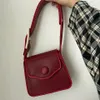 Evening Bags MBTI Vintage Red Sac A Main Femme Fashion Solid Top Handle Arrival Korean Style Women Shoulder Bag Kawaii Bolso Mujer 230203