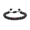 Strand z koralikami Naturalne lawowe kamienne kamienne bransoletka Tybetańska Budda Drewna koraliki Plecione mężczyźni kobiety Armband Akcesoria Biżuteria Prezent