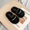 Slipper Girls Furry Fashion Beading Home Slippers Winter Warm Cotton Anti-slip Casual Girl Shoes Slip-on Children Flats 0203