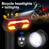 Luci USB Min Luce anteriore per bici Telecomando senza fili Fanale posteriore per bicicletta con avvisatore acustico Segnale di svolta per bicicletta 0202