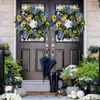 装飾的な花の花輪ウクライナの旗ヒマワリの玄関ガーランド20インチの花輪春の装飾お祝いの飾り春の装飾