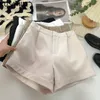 Kvinnors shorts kusahiki hög midja kvinna kostym våren koreanska bottnar kausal fast mode elegant bred ben korta feminimos mujer 230202