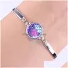 Charm Bracelets 2021 Round Mermaid Bracelet Sier Plated Bangle With 5 Different Colors Women Jewelry Party Gift Drop Delivery Dhbux