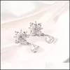 Dangle Chandelier Fashion Designer Cubic Zirconia Sun Flower Waterdrop Earrings For Women Bridal Wedding Ear Earring Party Jewelry Ot02Q