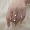 Кольцо с пасьянсом простая сердечная кисточка серебряная серебряная цветовая цепь подвеска романтическая круга Геометрическая женская девочка украшения пальца Y2302