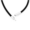 Choker 3mm Black Rubber Cord Necklace With Stainless Steel Closure & 2mm Width Skin Rope Alloy Man