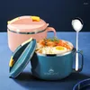 Dinnerware Sets Portable Stainless Steel Lunch Box For Kid Instant Noodle Bowl Nordic Color Student School Picnic Storage Container