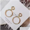 Dangle Chandelier Fashion Jewelry S925 Sier Post Earrings Rhinstone Double Circel Stud Drop Delivery Dhpix