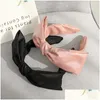 Headbands Fashion Women Headband Wide Side Big Bowknot Hairband Solid Color Casual Headwear For Adt Hair Accessories Drop Delivery J Dhvkf