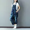 Frauen Overall Strampler Weibliche Lose Loch Denim Overalls Vintage Gewaschen Gedruckt Breite Bein Latzhose TA1014SWomen's