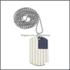 Anh￤nger Halsketten Hip Hop American National Flag M￤nner Square USA Milit￤rkarte Charm Perlenkette f￼r Frauen Rapper Mode Schmuck Dr. Otbns