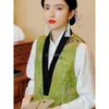 Etnische kleding 2023 Verbeterde Chinese oude stijl Vrouwen V-Neck Tangpak Bloem bedrukte mouwloze retro kort elegant dagelijks vest
