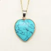 Natural Stone Halsband Multicolor Healing Gold Edged Heart Shaped Gemstone Pendants Reiki Charms Fashion Diy Jewelry Accessorie