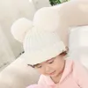 Beretten breien stevige kleur baby verticale strepen meisjes hoeden houden warm buiten kind herfst winter beanie hoed pompom cap