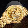 Wristwatches Forsining Luxury Diamond Skeleton Men Automatic Mechanical Watch Fashion Waterproof Stainless Steel Business Men's