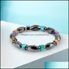 Brins de perles Bracelet en hématite magnétique arc-en-ciel pour les femmes Power Healthy Black Gallstone Beads Chains Bangle Men S Fashion Handmad Otjnt