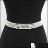 Cadeias de barriga moda feminina elegante cinto de cintura de p￩rola cinto el￡stico cadeia de fivela f￪meas f￪meas vestidos de cristal j￳ias de entrega de j￳ias