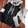 Men's Tracksuits Men's Letter Printed Tracksuit Hooded Sweatshirt Sets Hip Hop Joggers Pullover Hoodies Trouser Man Tops High Quality Streetwear 230204