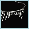 Anklets Bridal Anklet Foot Jewelry Beach Wedding White Crystal Rhinestones Women Fashion Drop Delivery OTKDX를위한 나비