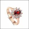 Solitaire Ring 925 Sterling Sier Timeless Elegance Crown Red Tilted Heart for Women Jewelry Nanashop Drop Drull Dress