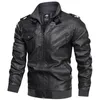 Hommes fourrure Faux hommes vestes en cuir moto col montant poches à glissière mâle taille américaine PU manteaux Biker vêtements mode ue