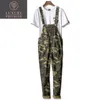 Pantalons pour hommes High Streetwear Salopettes droites pour hommes Camouflage militaire Mode Casual Confortable Hip Hop Bib Combinaisons Pantalons