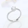 Bröllopsringar Sterling Silver Color Six Claw Zircon Ring Single Female One Proposal