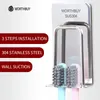 Toothbrush Holders WORTHBUY Creative 188 Stainless Steel Tooth Brush Wall Suction Toothpaste Bathroom Accessories 230204