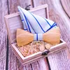 蝶ネクタイsitonjwly Wooden Man for Wedding Party Butterfly Cravat Wood Bowties Polyester Handkerchief Cufflinks setbow