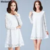 Vestidos casuais Mulheres manga de renda Plus Tamanho Loose mulher mulher vestido feminina grande mulher Top Wear Spring Summer Summer