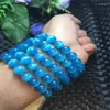 Bracelets de perles de protéines bleues Strand et pour les cadeaux de Noël de bijoux de pierres précieuses de filles de femmes