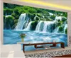 壁紙カスタム壁画POの壁紙現代の森の滝流水自然景色の家の装飾3Dロールの壁のための3D