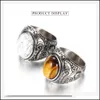 Anel Solitaire Ring de alta qualidade a￧o inoxid￡vel an￩is turquesais para homens mulheres vintage retr￴ antigo punk titanium dedo dedo droxccv