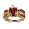 Bröllopsringar Vintage Female Red Crystal Jewelry Charm Gold Color STOR för kvinnor Oval Zircon Stone Engagement Ring