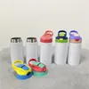 12oz sublimatie rechte sippy cups kinderen tuimelaar met flip op de bovenste roestvrijstalen babyfles dubbele wand vacuüm voeding verpleegkundige fles drinkbeker