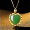 Collares colgantes Clásico con incrustaciones de calcedonia en forma de corazón Imitación Hetian Jade Jasper Collar Melocotón Corazón Chapado en oro Regalo Nanas DH1UT