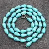 Chains Fashion Statement Women Long Chain Necklace Faux Turquoises Stone Teardrop Beads Charms Strand Necklaces Gifts Jewelry 32" B240