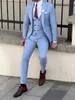 Slim se encaixa no noivo azul claro, smokings pico de lapeel para festas de casamento de festas de baile de negócios trajes de negócios blazer w1475