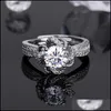 Pierścień Solitaire Regulowany moda otwierająca nowoczesne kryształowe zaręczyny Pierścienie projektowe dla dziewcząt Aaa biały cyrkon Women Weddin otxbc