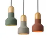 Pendant Lamps Solid Wood Cement Lights Vintage Bar Loft Industrial Colorful Led Hanging Lamp Dining Room Cafe Kitchen Light Fixtures