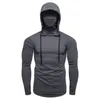 Herren Hoodies Männer Hipster Langarm Longline Pullover Shirts Enge Trainingskleidung Kapuzen-T-Shirt für Fitness K2