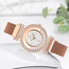 Zegarek Minimalistyczne różowe złoto ze stali nierdzewnej Watchy Watche Mash Magnet Buinty Ladies Rhinestone Woman Kwarc WatchWristWatches