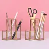 Storage Boxes Glass Copper Hexagon Composite Pen Holder Makeup Brush Box Multifunction Desktop Organizer Office Accessories