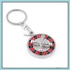 Keychains Lanyards Creative Russian Turntable 360 ​​Degrees Rotatable Keychain Car Styling Personlighet Present Keyrings Keyring Key Hol Otarl