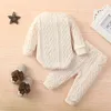 Kleidung Sets Citgeett Herbst Solide Infant Baby Mädchen Strampler Tops Hosen Anzug Langarm Knopf Pullover Stricken Casual Hosen Kleidung 230203