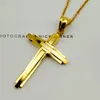 Pendant Necklaces Cross Stainless Steel Men's Chain Necklace Sidewalk Cuban Link Black Gold Color Silver Jewelry Gift