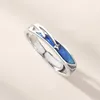 Anneaux de mariage 2pcs Dainty Sea Blue Meteoric Star Lover Couple Matching Set Promesse Moon Ring Bands pour lui et elle